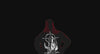 Back view of a figure in a dark red light wearing a TIZZSHOP graphic tee