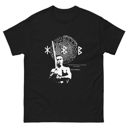 Mishima BlueTooth Tee - black cotton t-shirt with front print by TIZZSHOP
